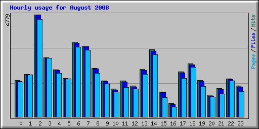 Hourly usage for August 2008